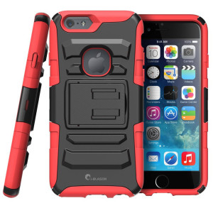 Red Rugged iPhone 6s Plus Case with Stand